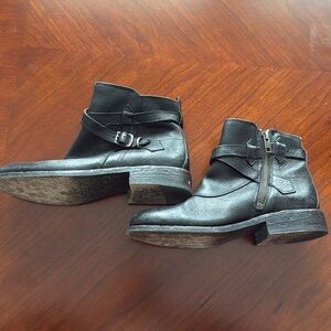 Frye Jayden Women's Cross Strap Engineer Boots US 6 B Black Leather Ankle Boot